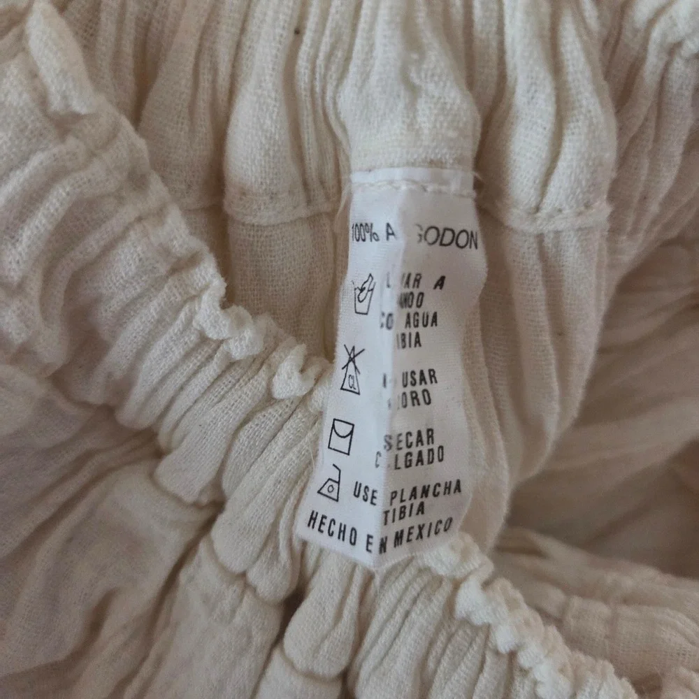 Vintage Mexican Off Shoulder Cotton Gauze Maxi Dress Ivory Lace Boho Plus Size - Picture 7 of 7